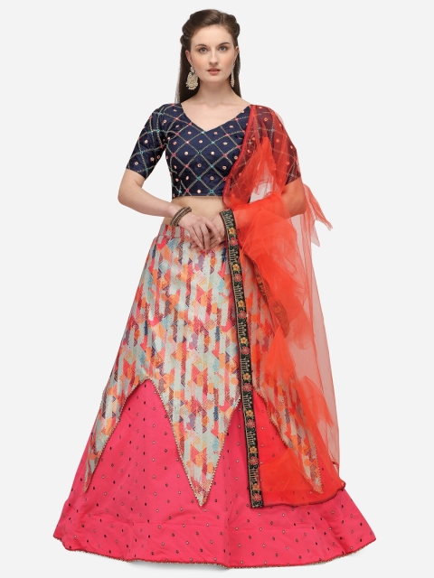 JATRIQQ Pink & Navy Blue Embroidered Semi-Stitched Lehenga & Unstitched Blouse Dupatta
JATRIQQ Pink & Navy Blue Embroidered Semi-Stitched Lehenga & Unstitched Blouse Dupatta