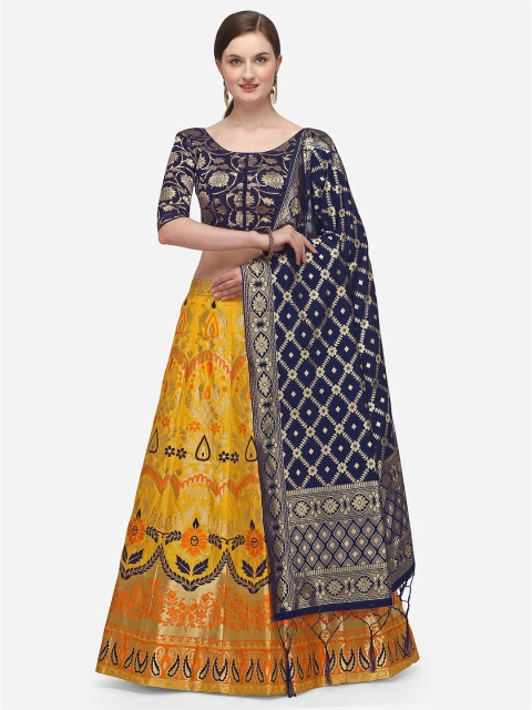 JATRIQQ Yellow & Navy Blue Woven Design Semi-Stitched Lehenga & Unstitched Blouse with Dupatta
JATRIQQ Yellow & Navy Blue Woven Design Semi-Stitched Lehenga & Unstitched Blouse with Dupatta