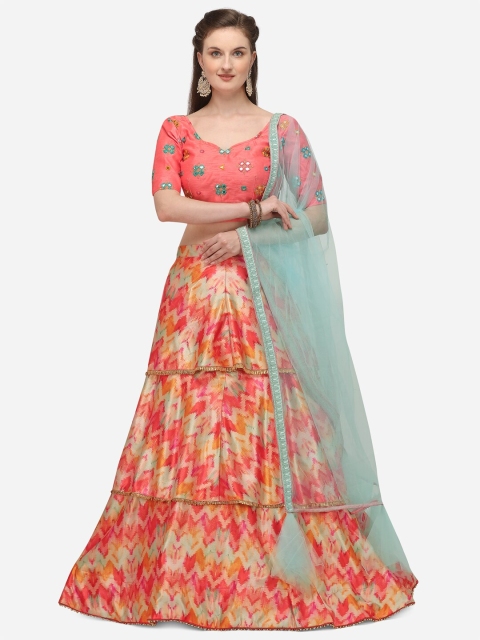 JATRIQQ Peach-Coloured & Sea Green Embroidered Semi-Stitched Lehenga & Unstitched Blouse with Dupatta
JATRIQQ Peach-Coloured & Sea Green Embroidered Semi-Stitched Lehenga & Unstitched Blouse with Dupatta
