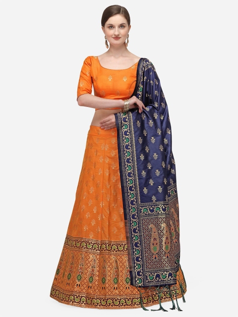 JATRIQQ Orange & Navy Blue Woven Design Semi-Stitched Lehenga & Unstitched Blouse with Dupatta
JATRIQQ Orange & Navy Blue Woven Design Semi-Stitched Lehenga & Unstitched Blouse with Dupatta