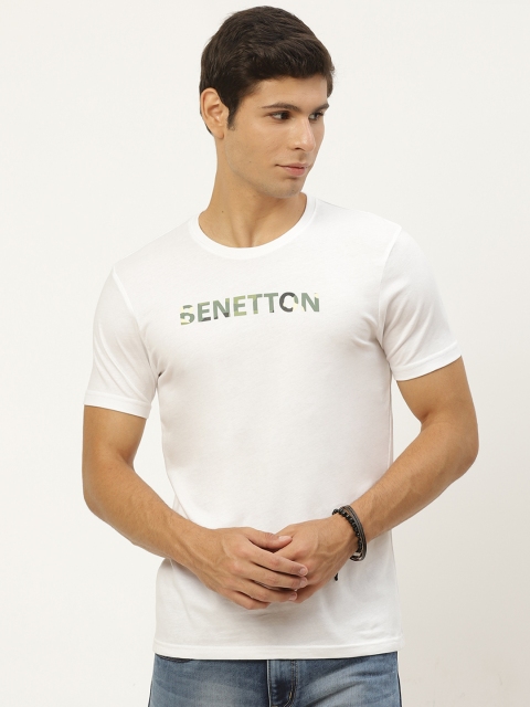 United Colors of Benetton Men White & Olive Green Pure Cotton Brand Logo Printed T-shirt
United Colors of Benetton Men White & Olive Green Pure Cotton Brand Logo Printed T-shirt