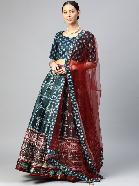 SHUBHVASTRA Green & Maroon Printed Semi-Stitched Lehenga & Unstitched Blouse With Dupatta
SHUBHVASTRA Green & Maroon Printed Semi-Stitched Lehenga & Unstitched Blouse With Dupatta