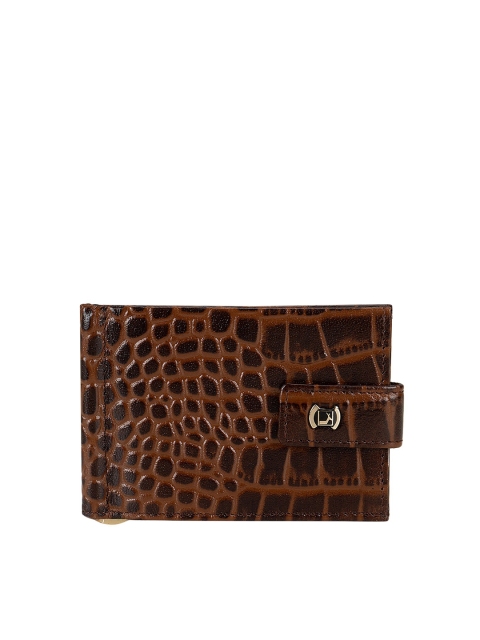 Da Milano Men Brown Textured Leather Money Clip