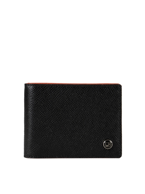 Da Milano Men Black & Fiesta Red Textured Two Fold Wallet