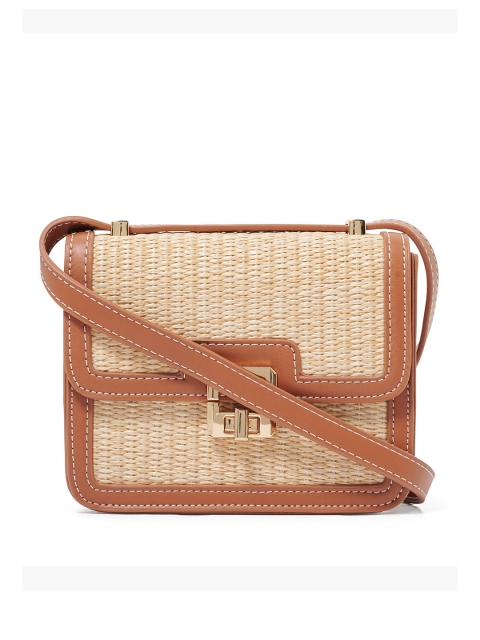 Forever New Brown & Beige Textured Sling Bag
