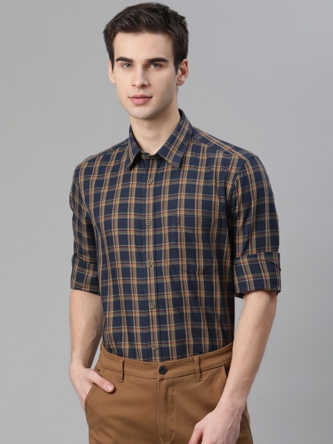 Indian Terrain Men Navy Blue & Mustard Yellow Slim Fit Checked Pure Cotton Formal Shirt
Indian Terrain Men Navy Blue & Mustard Yellow Slim Fit Checked Pure Cotton Formal Shirt
