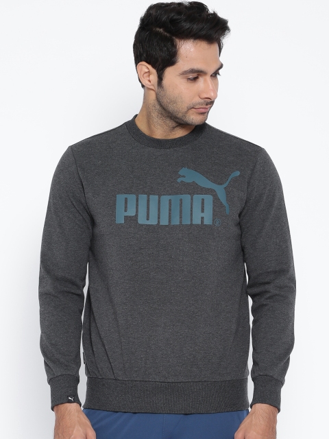PUMA Charcoal Grey Melange Printed Sweatshirt