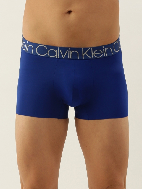 Calvin Klein Underwear Men Blue Solid Knitted Trunks NB19066BX