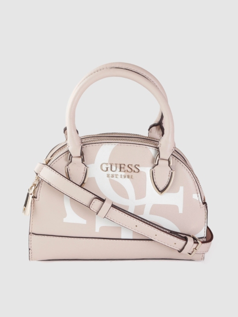 GUESS Beige & White Brand Logo Print Half Moon Handheld Bag with Detachable Sling Strap
GUESS Beige & White Brand Logo Print Half Moon Handheld Bag with Detachable Sling Strap