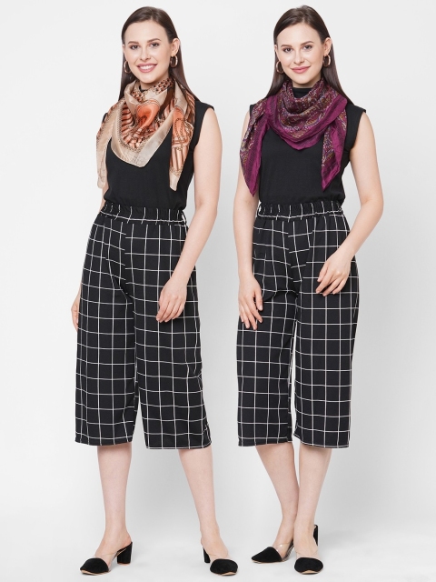 Get Wrapped Women Pack Of 2 Square Printed Scarf, Purple