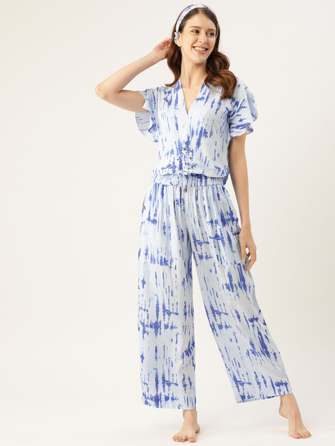 DREAMSS BY SHILPA SHETTY Women White & Blue Dyed Top with Palazzos & Hair Band
DREAMSS BY SHILPA SHETTY Women White & Blue Dyed Top with Palazzos & Hair Band
