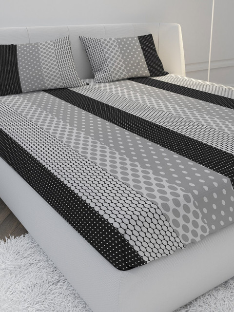 MAYFAIR HOMES LONDON Black & White Geometric 144 TC Cotton 1 Queen Bedsheet with 2 Pillow Covers
MAYFAIR HOMES LONDON Black & White Geometric 144 TC Cotton 1 Queen Bedsheet with 2 Pillow Covers