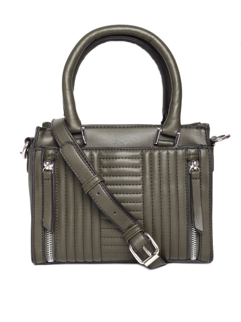 Parfois Olive Green Quilted Handbag with Sling Strap 
Parfois Olive Green Quilted Handbag with Sling Strap
