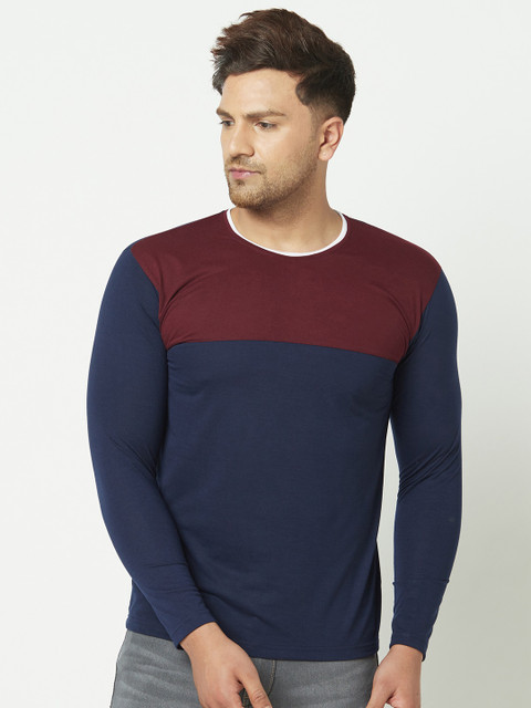 ELEGANCE Men Navy Blue & Maroon Colourblocked Round Neck T-shirt
ELEGANCE Men Navy Blue & Maroon Colourblocked Round Neck T-shirt