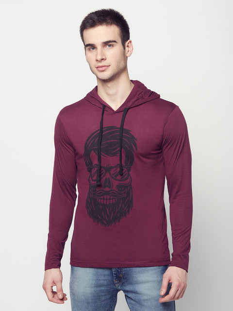 ELEGANCE Men Maroon & Black Printed Hooded T-shirt
ELEGANCE Men Maroon & Black Printed Hooded T-shirt
