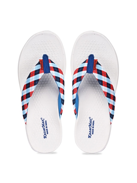 KazarMax Boys White & Red Printed Thong Flip-Flops