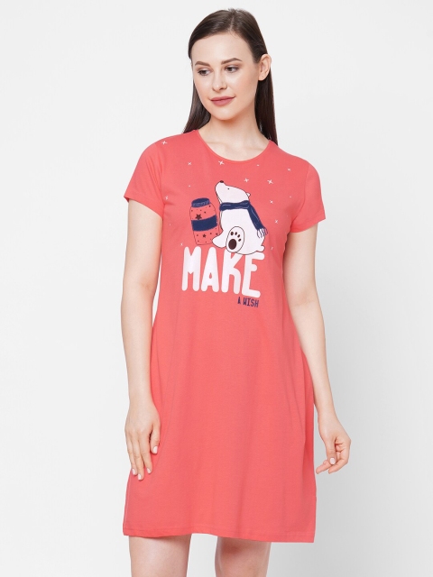 Sweet Dreams Coral & White Printed Nightdress