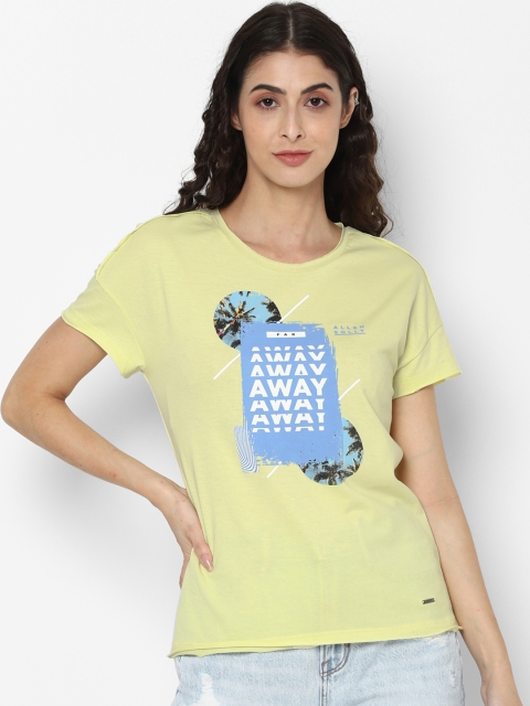 Allen Solly Woman Women Yellow & Blue Typography Printed Drop-Shoulder Sleeves Slim Fit T-shirt
Allen Solly Woman Women Yellow & Blue Typography Printed Drop-Shoulder Sleeves Slim Fit T-shirt