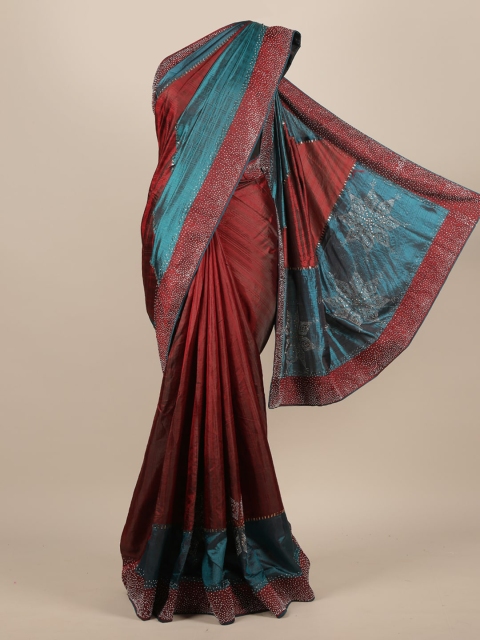 Pothys Maroon Solid Jute Silk Saree