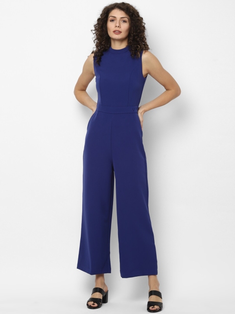 Allen Solly Woman Blue Solid Basic Jumpsuit