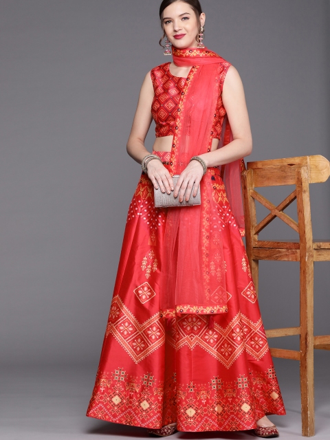 Inddus Coral Pink Patola Print Semi-Stitched Lehenga & Unstitched Blouse With Dupatta
Inddus Coral Pink Patola Print Semi-Stitched Lehenga & Unstitched Blouse With Dupatta