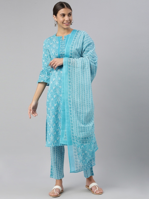 AHIKA Women Turquoise Blue Ethnic Motifs Printed Pure Cotton Kurta with Trousers & With Dupatta
AHIKA Women Turquoise Blue Ethnic Motifs Printed Pure Cotton Kurta with Trousers & With Dupatta