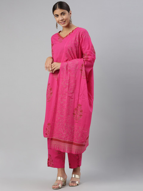 AHIKA Women Magenta Ethnic Motifs Printed Pure Cotton Kurta with Trousers & With Dupatta
AHIKA Women Magenta Ethnic Motifs Printed Pure Cotton Kurta with Trousers & With Dupatta