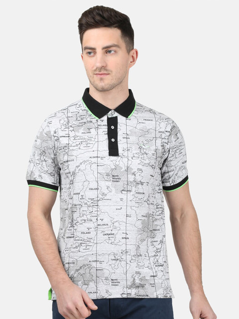 Monte Carlo Men Grey & White Slim Fit Map Print Polo Collar T-shirt 
Monte Carlo Men Grey & White Slim Fit Map Print Polo Collar T-shirt