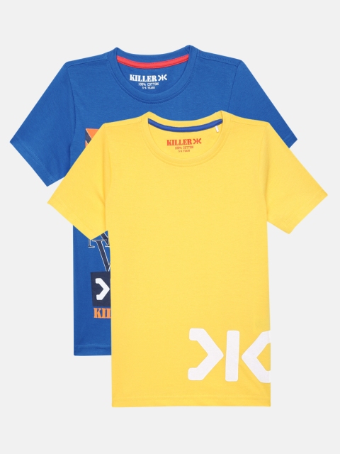 Killer Boys Pack of 2 Pure Cotton T-shirts, Yellow