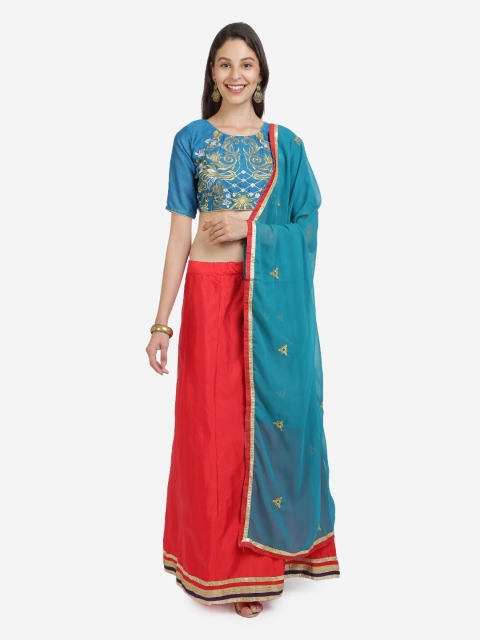 SAADHVI Red & Blue Embroidered Semi-Stitched Lehenga & Unstitched Blouse with Dupatta
SAADHVI Red & Blue Embroidered Semi-Stitched Lehenga & Unstitched Blouse with Dupatta