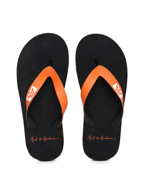 Mast & Harbour Men Orange & Black Flip-Flops