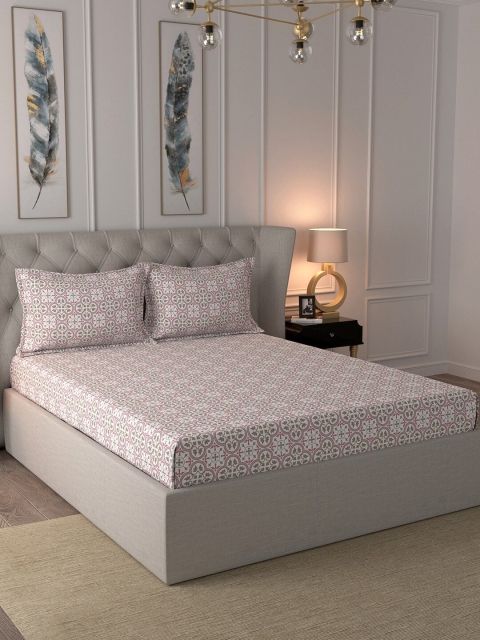 MASPAR White & Pink Ethnic Motifs 210 TC Cotton 1 Queen Bedsheet with 2 Pillow Covers
MASPAR White & Pink Ethnic Motifs 210 TC Cotton 1 Queen Bedsheet with 2 Pillow Covers