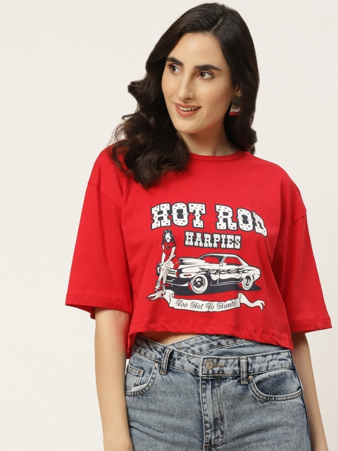 TRENDYOL COLLECTION Women Red & White Pure Cotton Printed Round Neck Crop T-shirt
TRENDYOL COLLECTION Women Red & White Pure Cotton Printed Round Neck Crop T-shirt