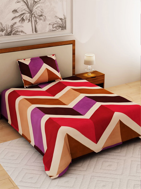 Salona Bichona Multicoloured Geometric 144 TC Polyester 1 Single Bedsheet with 1 Pillow Covers, Multi
Salona Bichona Multicoloured Geometric 144 TC Polyester 1 Single Bedsheet with 1 Pillow Covers, Multi