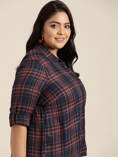 Sztori Women Plus Size Navy Blue & Rust Orange Tartan Checked Cotton Pocket Casual Shirt
Sztori Women Plus Size Navy Blue & Rust Orange Tartan Checked Cotton Pocket Casual Shirt