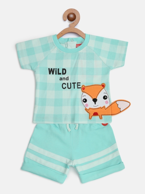 Fisher Price X Moms Love Infant Boys Sea Green Cotton Checked T-shirt with Striped Shorts
Fisher Price X Moms Love Infant Boys Sea Green Cotton Checked T-shirt with Striped Shorts
