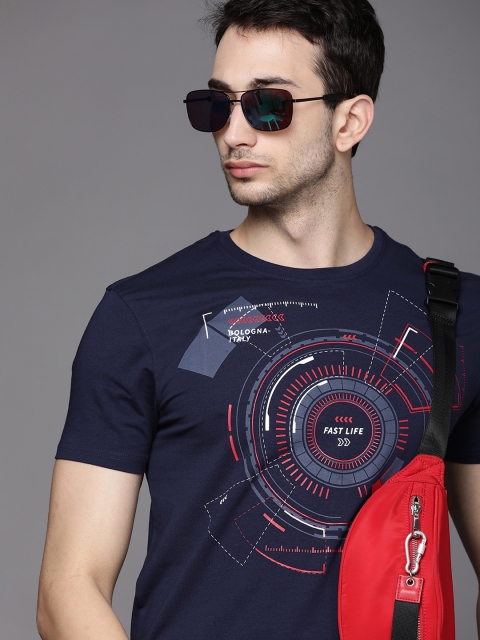 Ducati Men Navy Blue Printed T-shirt