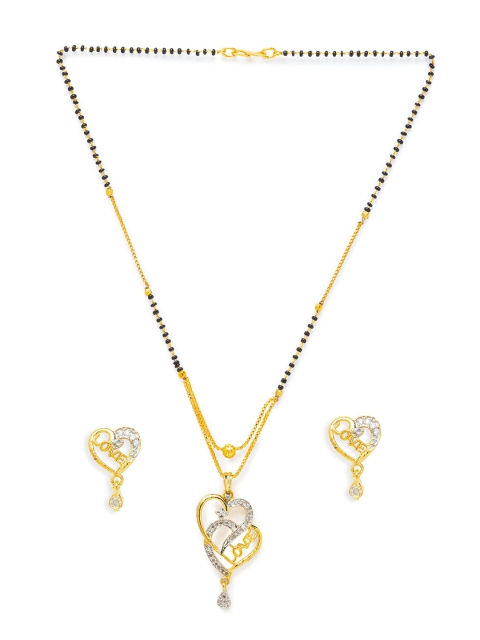 Digital Dress Room Gold-Plated Black Beaded White Stone-Studded Mangalsutra With Earrings
Digital Dress Room Gold-Plated Black Beaded White Stone-Studded Mangalsutra With Earrings