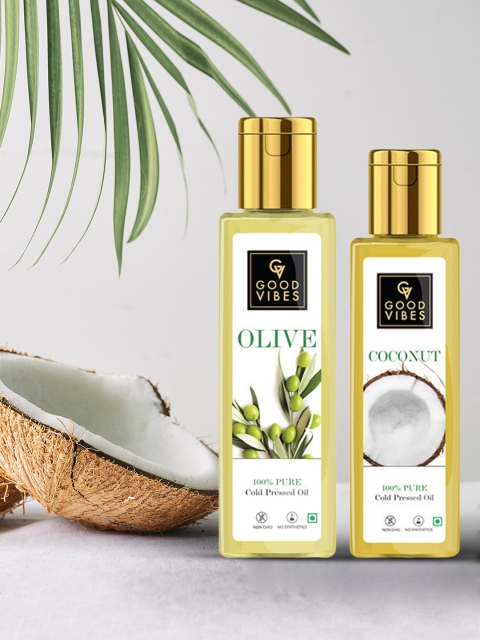 Good Vibes Set Of 2 Pure Cold Pressed Carrier Coconut & Olive Oil 220ml, Transparent
Good Vibes Set Of 2 Pure Cold Pressed Carrier Coconut & Olive Oil 220ml, Transparent