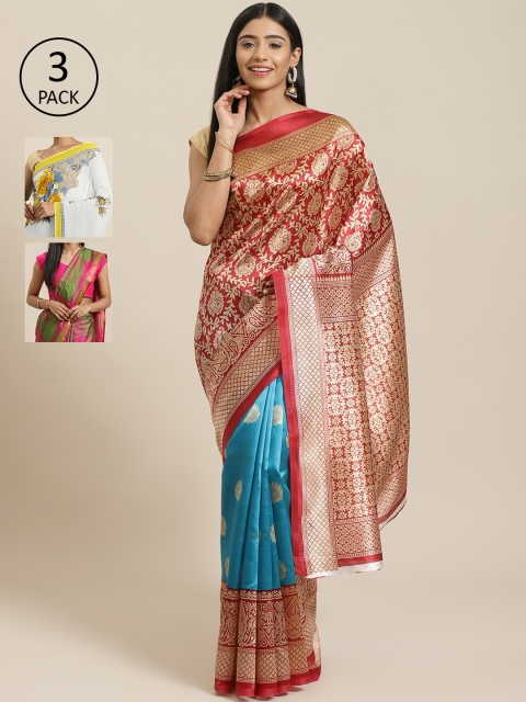 KALINI Pack Of 3 Saree, Red