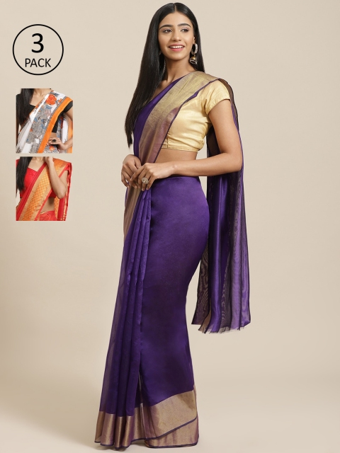 KALINI Pack Of 3 Saree, Purple