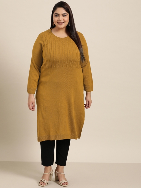 Sztori Women Plus Size Mustard Yellow Yoke Cable Knit Jacquard Winter Straight Kurta
Sztori Women Plus Size Mustard Yellow Yoke Cable Knit Jacquard Winter Straight Kurta