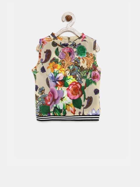 Tiny Girl Beige Floral Print Top
