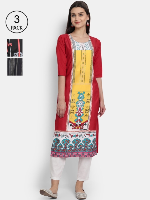 Ethnic basket Women Pack of 3 Ethnic Motifs Printed Regular Sleeves Thread Kurta, Multi
Ethnic basket Women Pack of 3 Ethnic Motifs Printed Regular Sleeves Thread Kurta, Multi