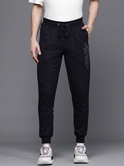 Ducati Men Navy Blue Brand Logo Print Joggers