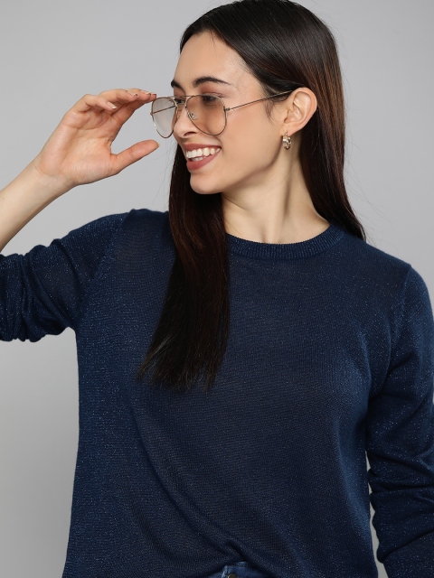 Mast & Harbour Women Navy Blue Pullover