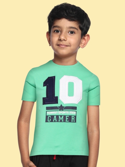Indian Terrain Boys Green & Navy Blue Typography Printed Pure Cotton Applique T-shirt
Indian Terrain Boys Green & Navy Blue Typography Printed Pure Cotton Applique T-shirt