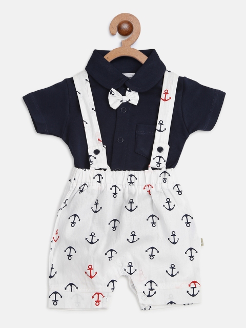 Moms Love Infant Boys Navy Blue & White Pure Cotton Solid Shirt with Printed Dungarees
Moms Love Infant Boys Navy Blue & White Pure Cotton Solid Shirt with Printed Dungarees