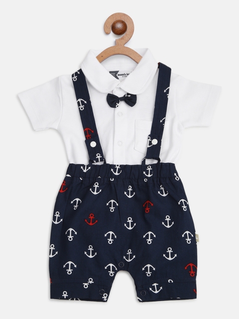 Moms Love Infant Boys Navy Blue & White Pure Cotton Solid Shirt with Printed Dungarees
Moms Love Infant Boys Navy Blue & White Pure Cotton Solid Shirt with Printed Dungarees