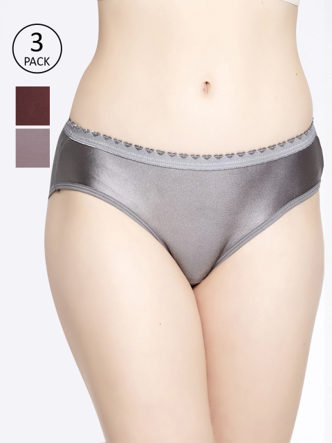 GRACIT Women Pack of 3 Assorted Briefs PW28-04-14-22, Grey